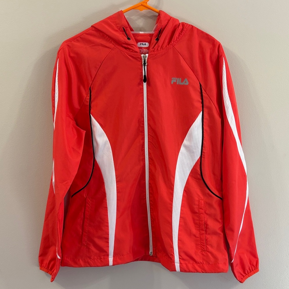 Fila Women’s Coral/orange and White Hooded Jacket
